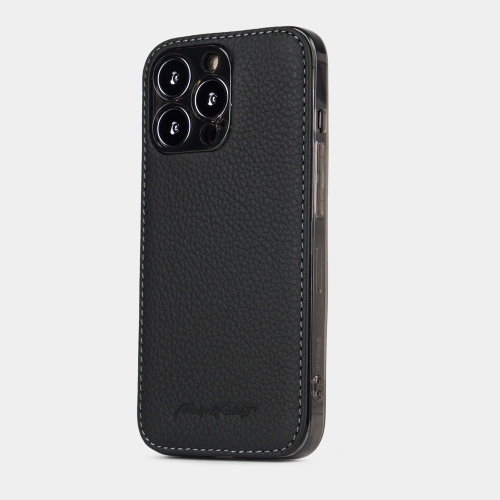 Чехол для iPhone 14 Pro из кожи теленка, черного цвета