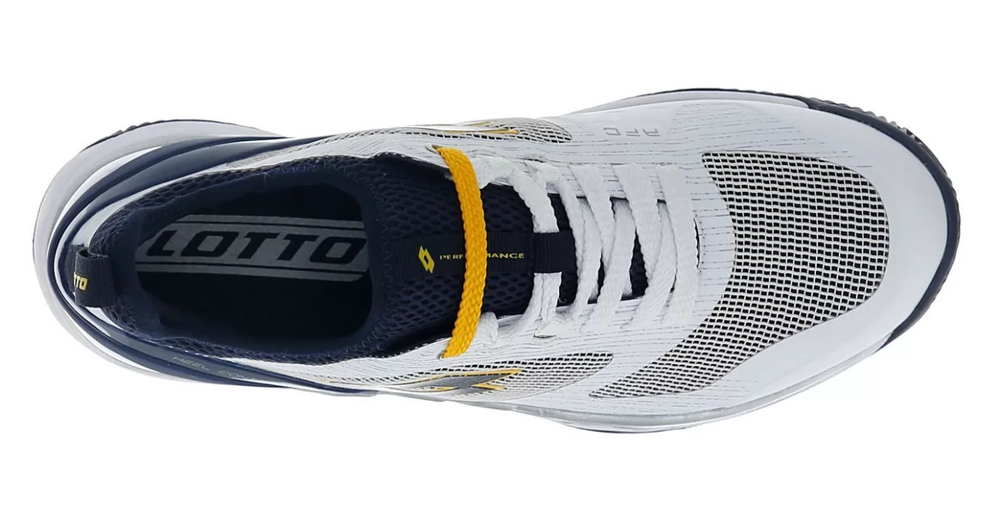 Теннисные кроссовки Lotto Mirage 200 Clay - all white/navy blue/saffron - White Blue Yellow