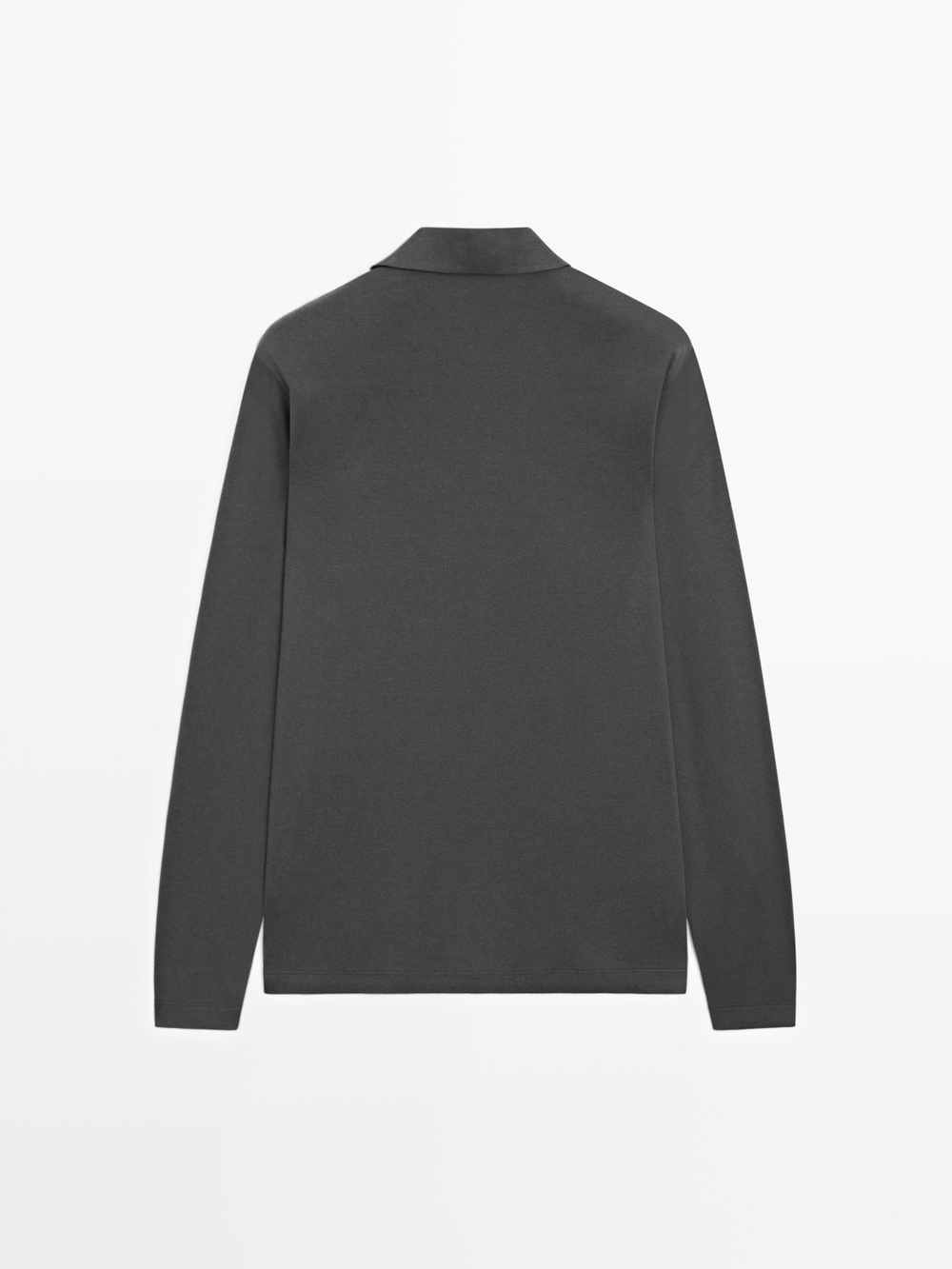 Massimo Dutti Поло с длинными рукавами и кнопками, свинцовый