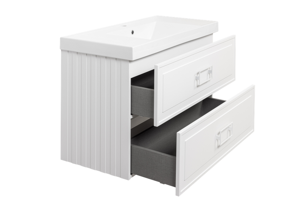 Тумба с раковиной La Fenice Cubo Bianca Twin 100 см FNC-01-CUB-B-100-2 белая матовая