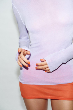 ZARA ПОЛУПРОЗРАЧНЫЙ ТРИКОТАЖНЫЙ ТОП, СИРЕНЕВЫЙ