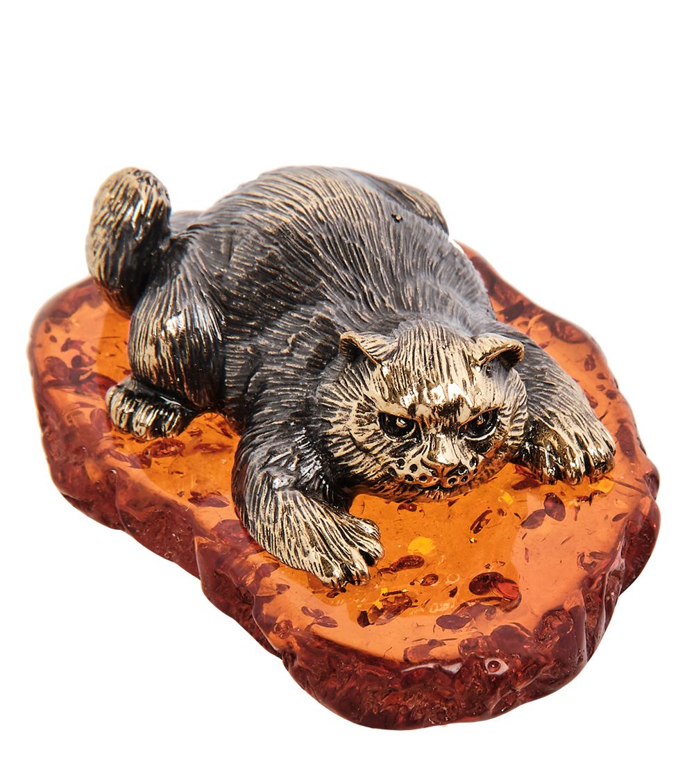 Народные промыслы AM-3103 Фигурка «Кот Тимоха» (латунь, янтарь)