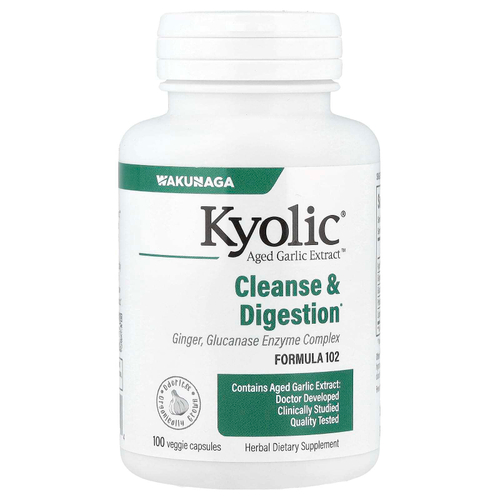 Kyolic, Aged Garlic Extract™, экстракт выдержанного чеснока, для очищения и улучшения пищеварения, формула 102, 100 растительных капсул