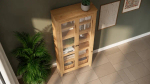 Шкаф-витрина стекло/стекло - аналог IKEA HEMNES / ХЕМНЭС/ ХЕМНЕС / КЫМОР / ИКЕА 90х198х37 см, светло-коричневый