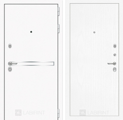 Входная металлическая дверь Лабиринт Лайн Вайт (Line White) 07 Белое дерево (Белые входные двери)