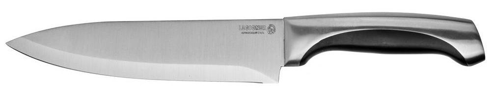 Нож LEGIONER ″FERRATA″ шеф-повара, рукоятка с металлическими вставками, лезвие из нержавеющей стали, 200мм