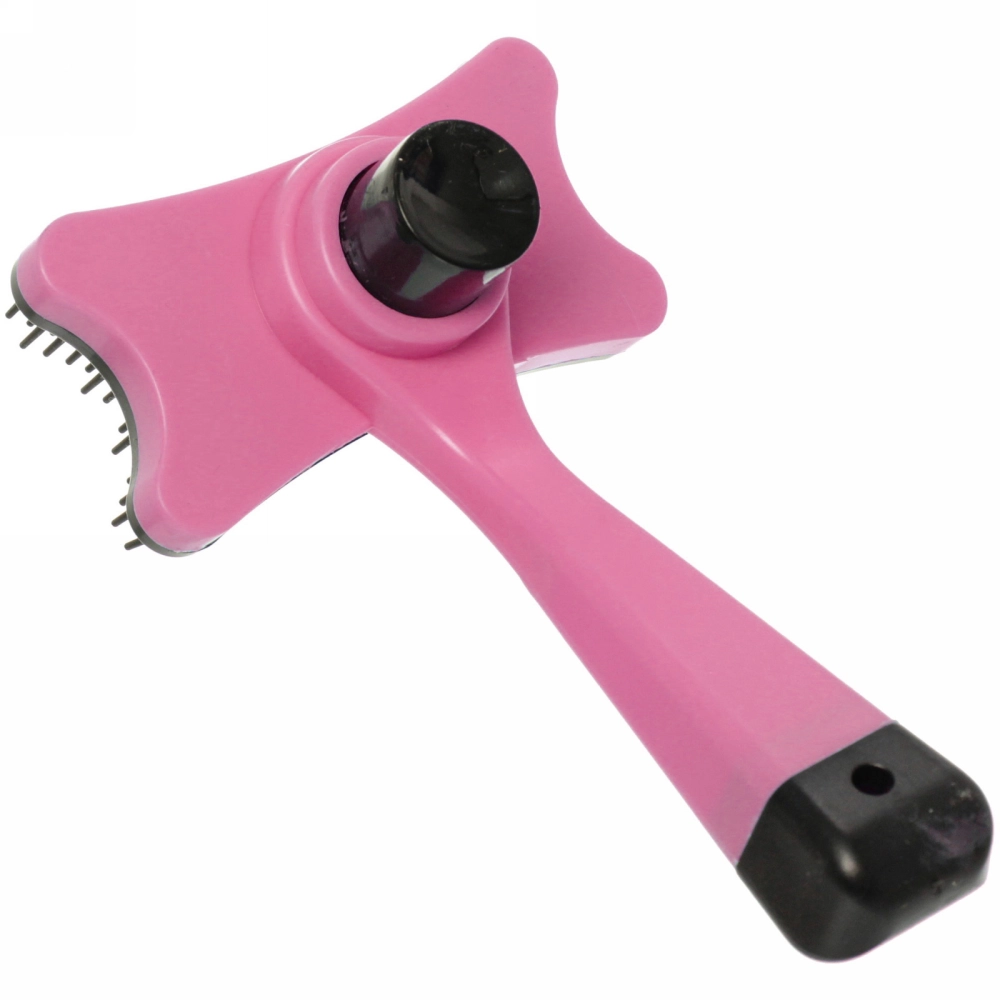 Расческа - пуходерка самоочищающаяся для собак и кошек «Пушок», цвет розовый, 13см (блистер)