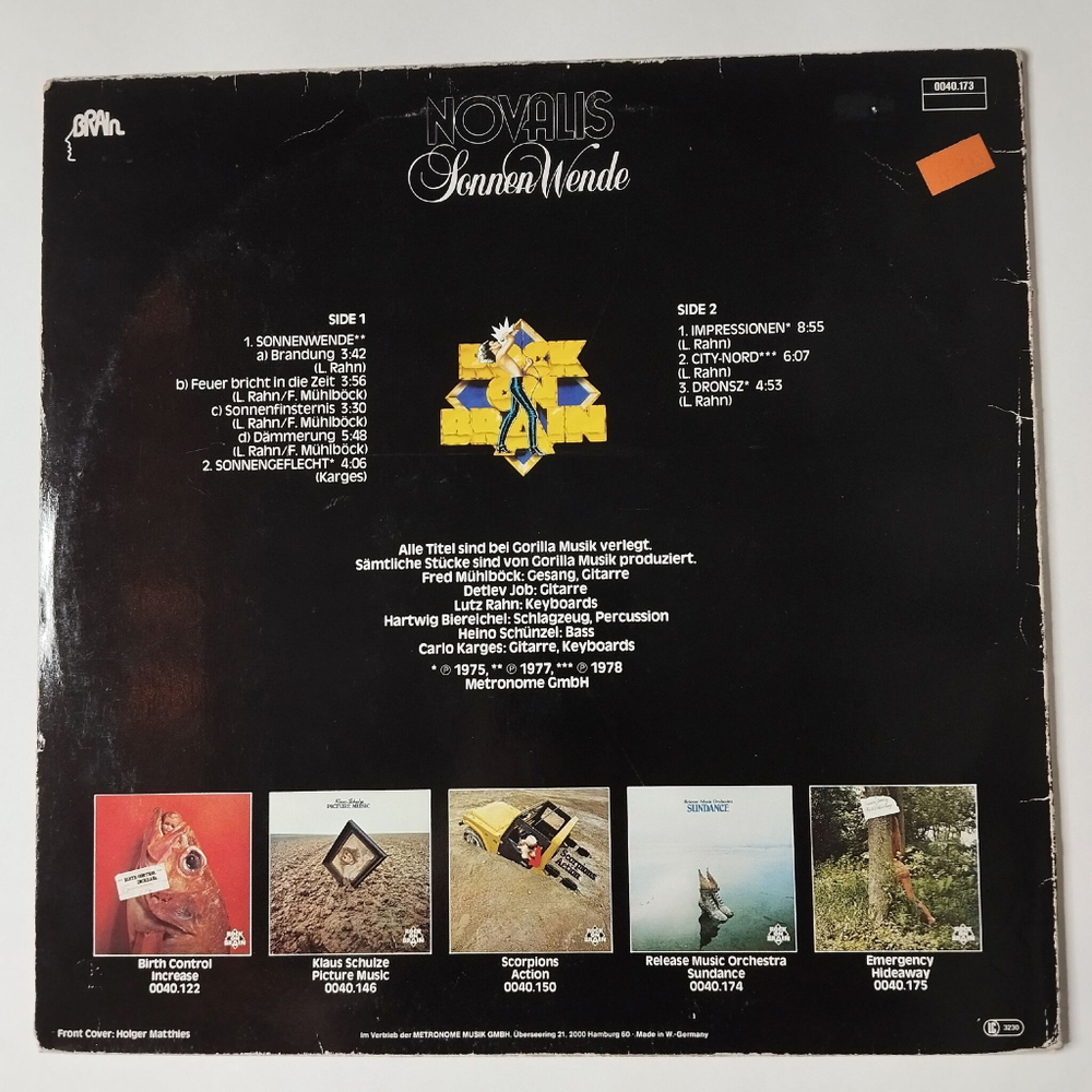 Винтажная виниловая пластинка LP Novalis Sonnenwende (Germany 1980)