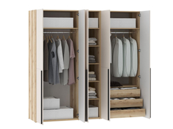 Шкафы Арден 200.04-200.02-полки-200.04-ящики Дуб Делано / Сантьяго софт