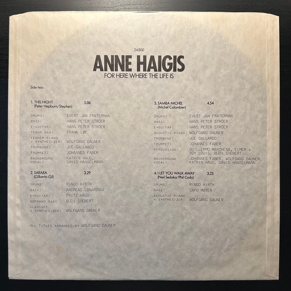 Anne Haigis - For Here Where The Life Is (Германия 1981г.)