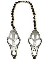 Мощные зажимы для груди с золотистой цепочкой с черными бусинками (Цвет: серебряный, золотистый, черный)