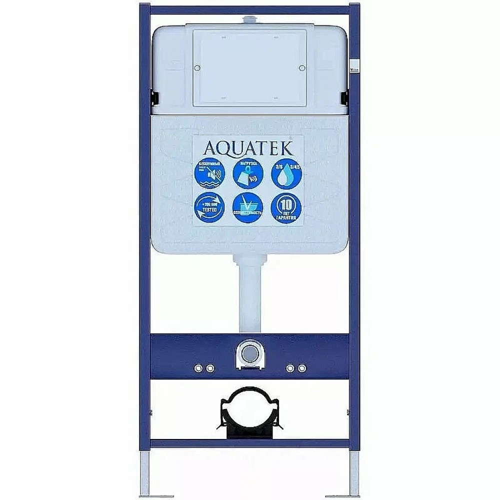 Унитаз Aquatek Вега SET AQUATEK ВЕГА cmp-017 с инсталляцией и черной матовой кнопкой, с крышкой микролифт, безободковый