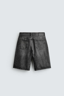 ZARA ДЖИНСОВЫЕ ШОРТЫ BAGGY FIT, УГОЛЬНЫЙ