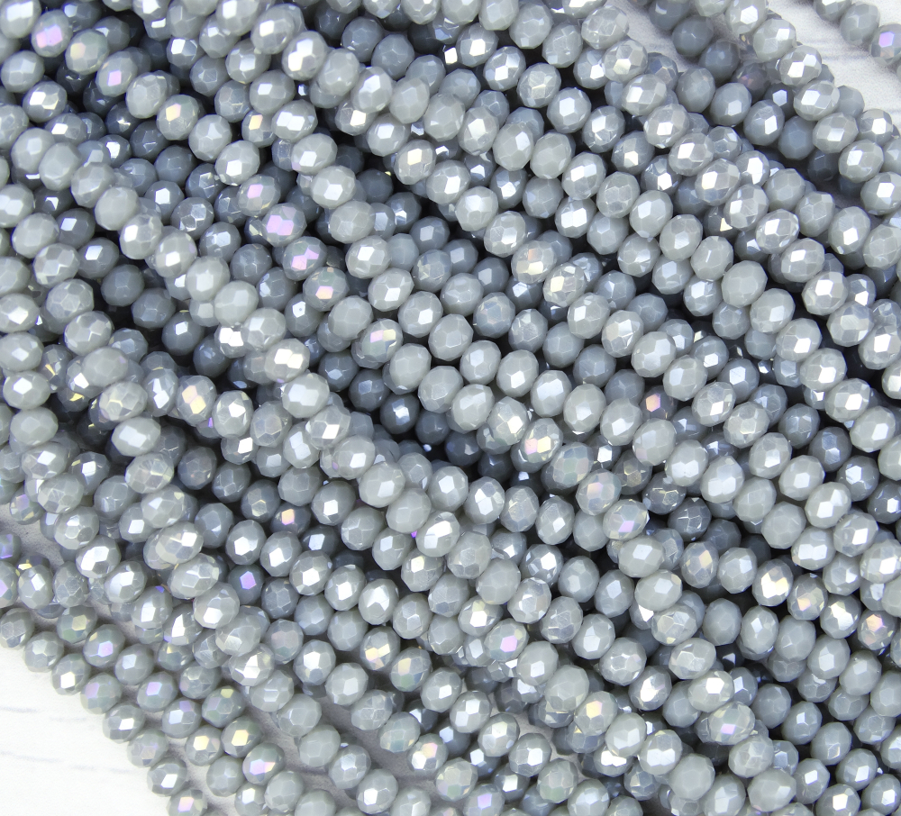 БН021ДС46 Хрустальные бусины "рондель", цвет: серый AB непрозр, 4х6 мм, кол-во: 58-60 шт.