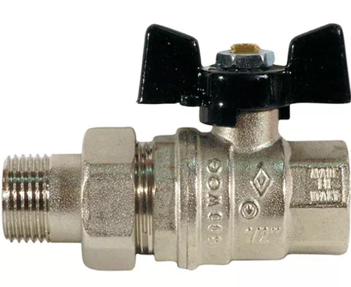 Кран шаровый 15 (1/2") ВН с американкой бабочка (Италия)