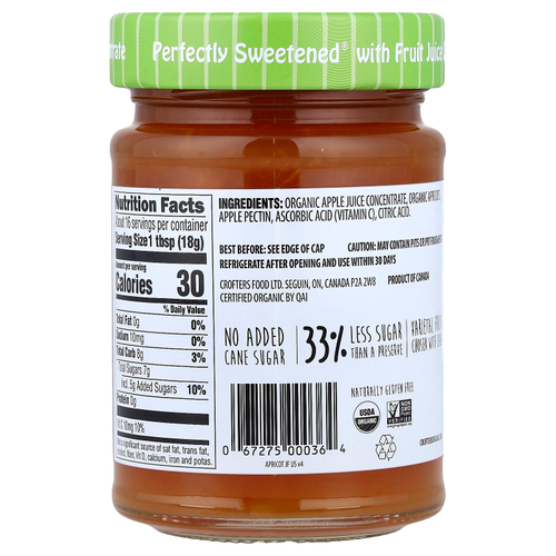 Crofter's Organic, органический спред Just Fruit®, со вкусом абрикоса, 283 г (10 унций)