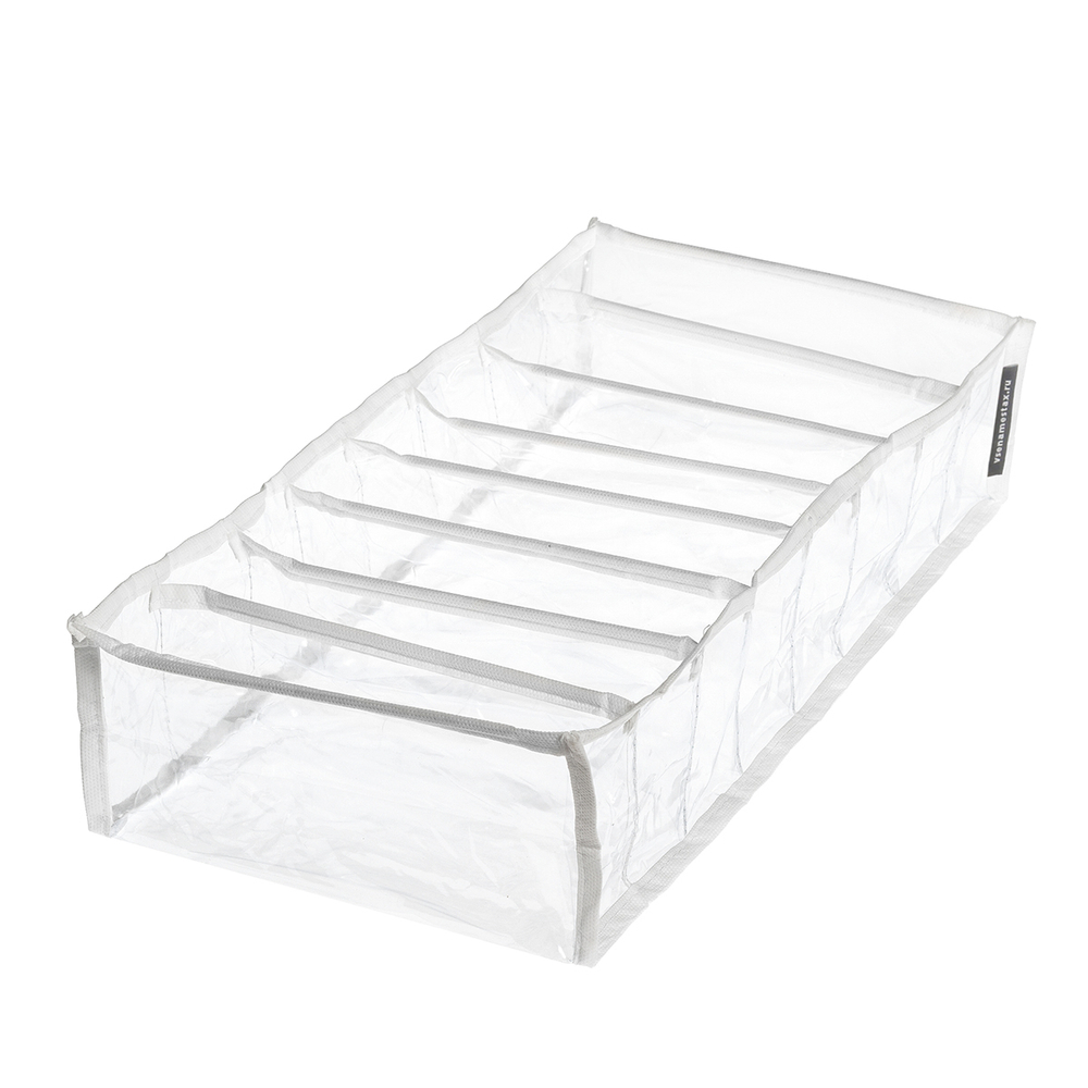 Органайзер прозрачный 40х20х10 см, 8 ячеек, Белый