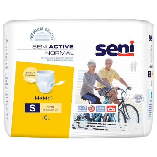 Подгузники-трусы впитывающие для взрослых 10 шт SENI ACTIVE NORMAL р. S (55-85 см)