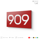 Номер на дверь 909, табличка на дверь для офиса, квартиры, кабинета, аудитории, склада, красная 120х70 мм, Айдентика Технолоджи