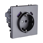 Розетка штепсельная SCHUKO 16A/250 В с USB A+C 20W, серый Kollinger Eclipse EC-016GY