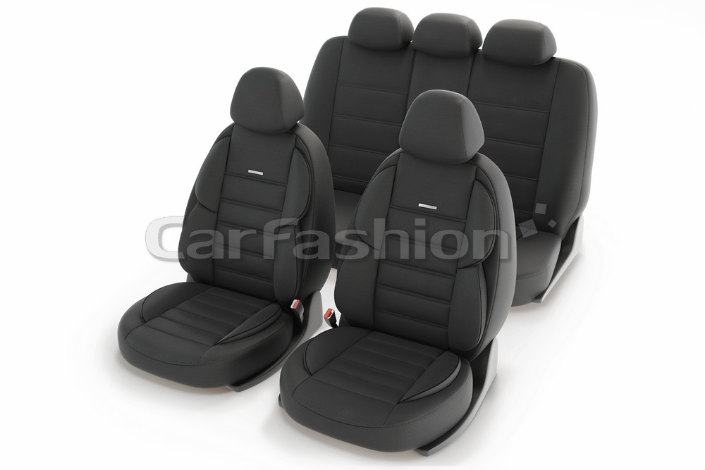 Чехлы на сидения CarFashion «GROSS» 11175 - Твид - т.серый/т.серый/черный (3D крой)