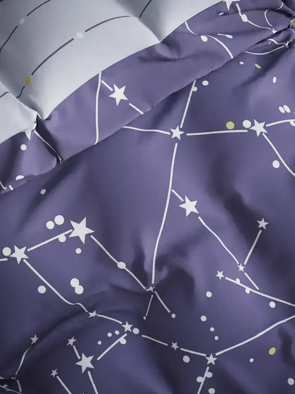 Постельное белье "Созвездия/Созвездия (компаньон)" 1,5-сп наволочка 50х70 1шт Простынь на резинке 90х200 см Пододеяльник 145х215 см Сказка сатин