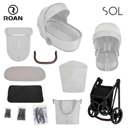 Детская коляска Roan Sol Кожа 3 в 1 с автокреслом Tutis Elo Lux Black RSL/2024 White/Black/руч.Тем.коричневый