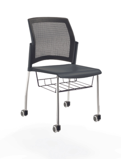 Rewind стул на 4 ногах и колесах со спинкой-сеткой