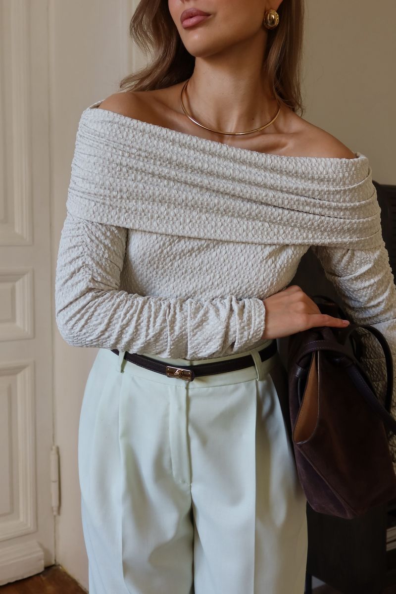 Брюки из тонкой шерсти со складками широкие ментол