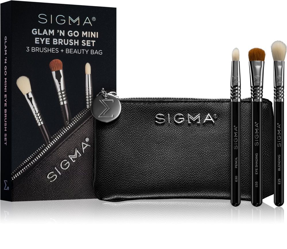 Sigma Beauty мини E25 smudge brush 1 шт. + мини E30 круглый тени для век brush 1 шт. + мини E55 смешивание тени для век brush 1 шт. + Sigma Beauty 1 шт. Brush Set Glam N Go