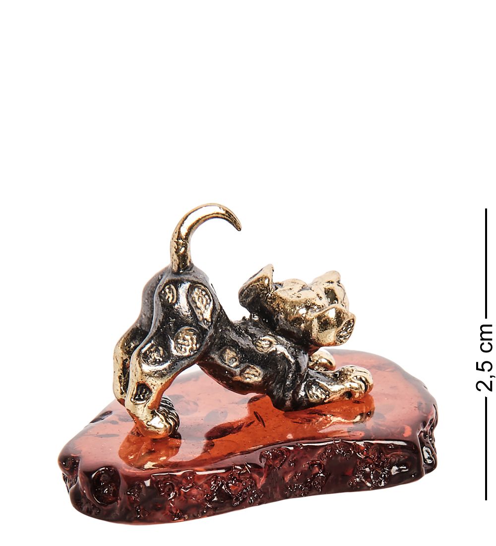 Народные промыслы AM- 227 Фигурка «Далматинец» (латунь, янтарь)