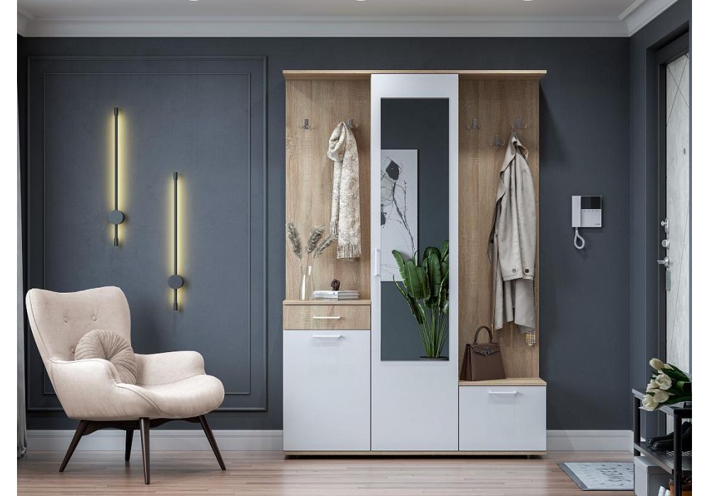 Готовая прихожая Пети дуб сонома / белый