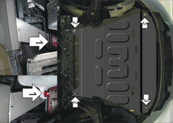 Защита картера Двигателя, КПП. 2 мм, Сталь. для Ford Fiesta 2008-2015, Ford Fiesta 2015-2019 MOTODOR.70704