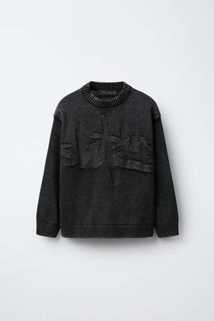 ZARA СВИТЕР С ЭФФЕКТОМ ПОТЕРТОСТИ, ЧЕРНЫЙ
