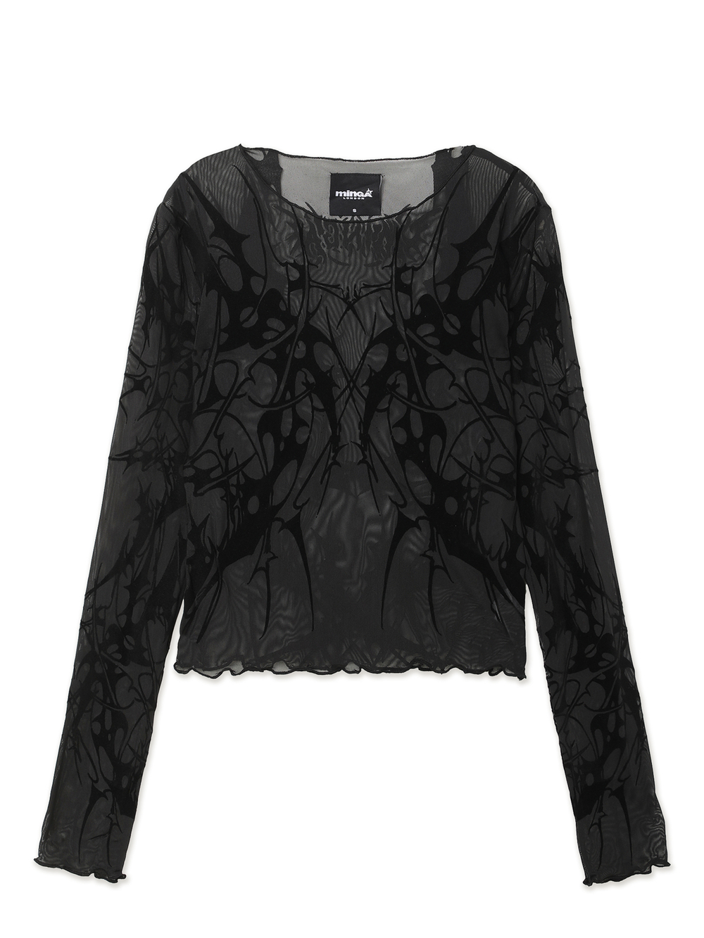 Женский Лонгслив Black Mesh With Flock Sigilism Print