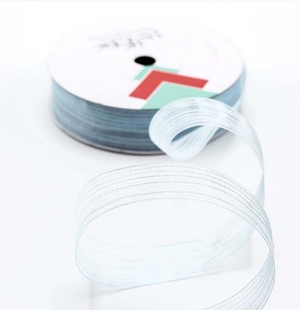 Лента органза в полоску Голубая