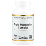 California Gold Nutrition, комплекс с тремя видами магния, малат, цитрат и хелатный бисглицинат, 120 растительных капсул (105 мг в 1 капсуле)