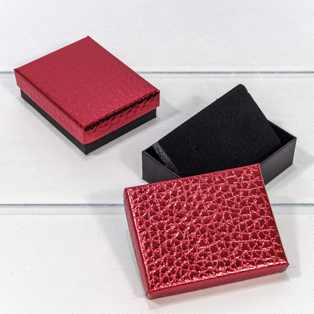 Коробка Ювелирная 7х9х3 см Набор 2 шт "Кожа крокодила" (Красный)
