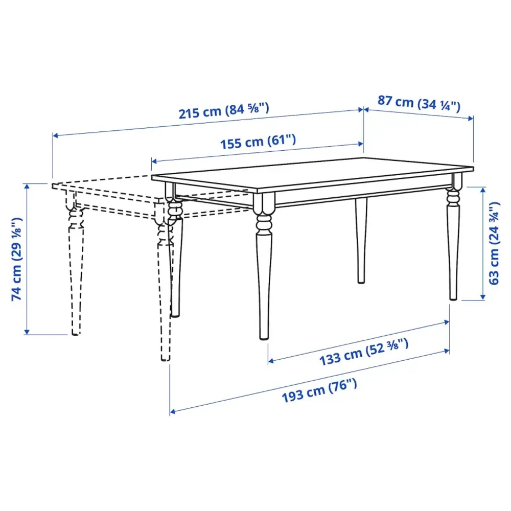 Обеденный набор  -  INGATORP/STEFAN IKEA/ ИНГАТОРП/СТЕФАН ИКЕА, 155х87х74 см, черный