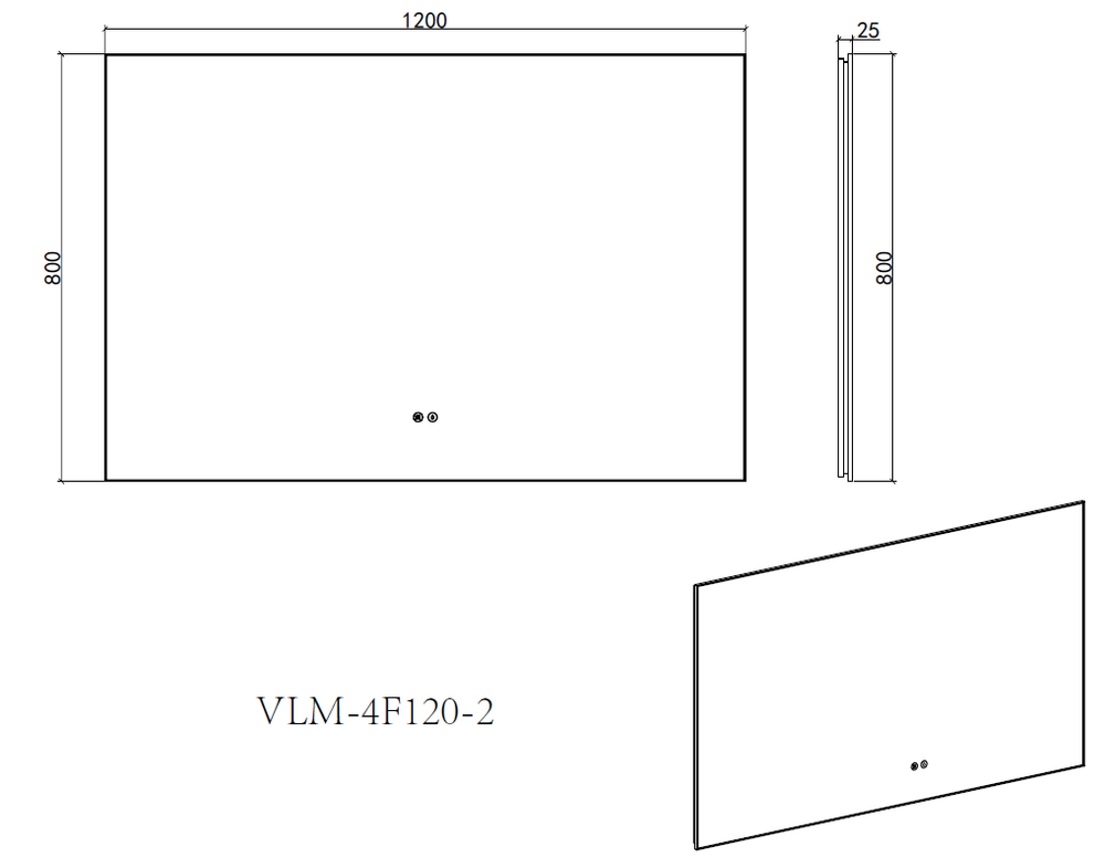 Зеркало Vincea LED VLM-4F120BG-2 1200х800 c сенсорным выключателем, антизапотевание, брашированное золото