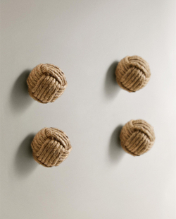 Мебельная ручка Zara Home, 2.5х2.5х5 см, джут, 4 шт., 4360/555