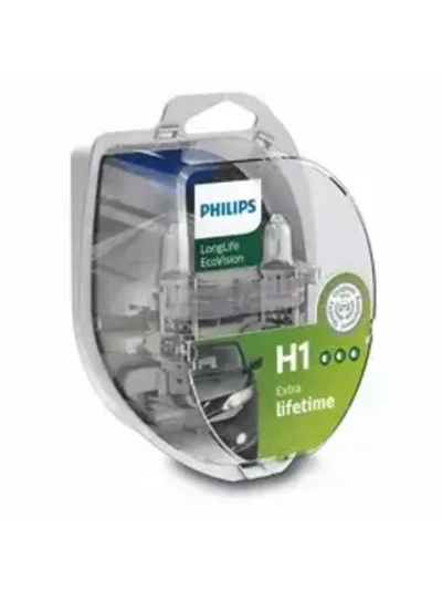 Автолампа H1 12v 55w LONG LIFE ECO VISION (к-т 2 шт.) PHILIPS