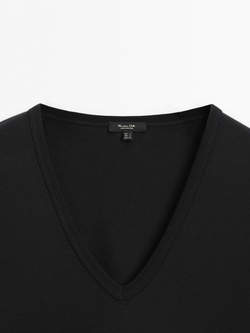 Massimo Dutti Футболка из 100% хлопка, черный