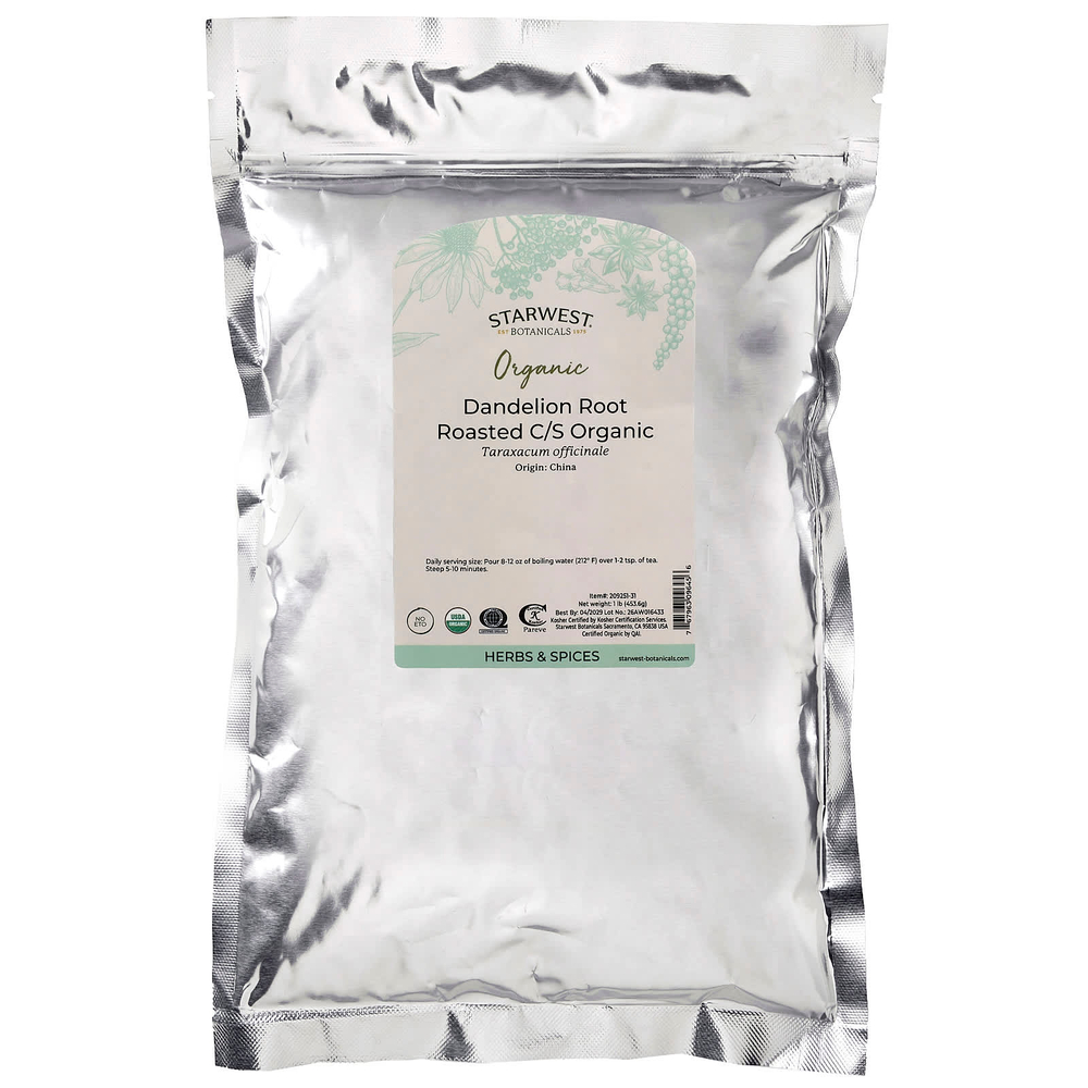 Starwest Botanicals, органический корень одуванчика, обжаренный, нарезанный и просеянный, 453,6 г (1 фунт)