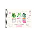 Скетчбук А5, 20л, на гребне, пл. 180гр, белая бумага, Спейс Cute plants