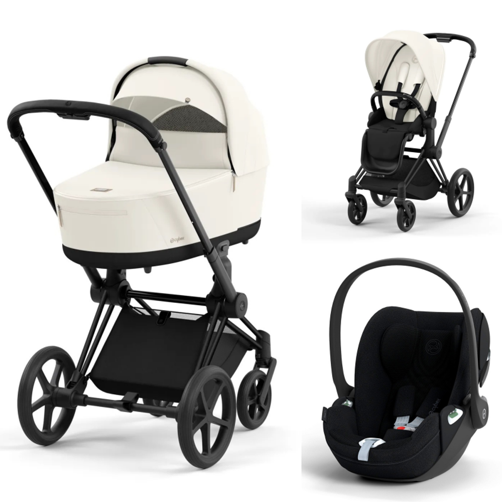 Коляска Cybex Priam IV 3 в 1 цвет Off White на шасси Matt Black