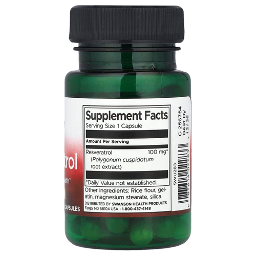 Swanson Vitamins, Ресвератрол, 100 мг, 30 капсул