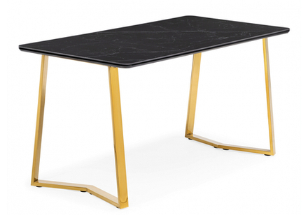 Керамический стол Woodville Селена 1 180х90 черный мрамор, золото