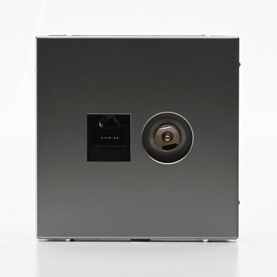 Розетка компьютерная + телевизионная 2-м СП ArtGallery RJ45 кат.5E + TV механизм сталь SE GAL000989