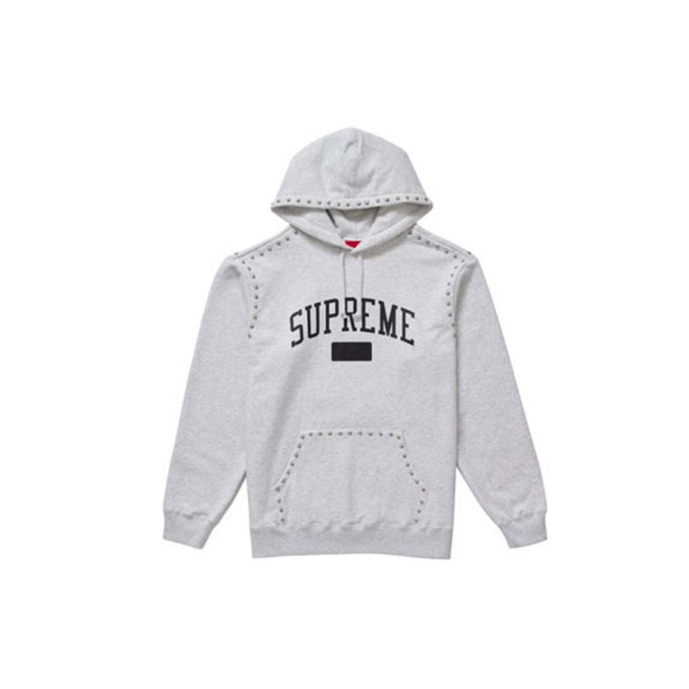 Supreme FW18 Studded Hooded Sweatshirt Ash Grey Logo